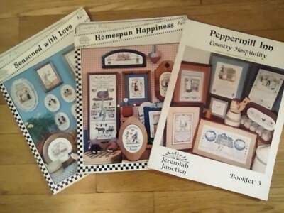 Lot of 3 Jeremiah Junction Counted Cross Stitch Pattern Books Leaflets Vintage