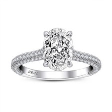 2.5ct Oval Cut Classic Engagement Ring for Women Sterling Silver CZ Wedding Ring