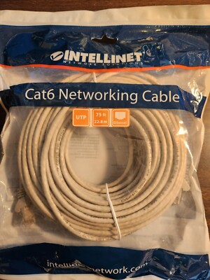 INTELLINET CAT 6 NETWORKING CABLE GREY 75 FT.  NEW 740333
