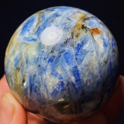 TOP 351G Natural Polished Kyanite Sphere Ball Quartz Agate Crystal Healing L4183