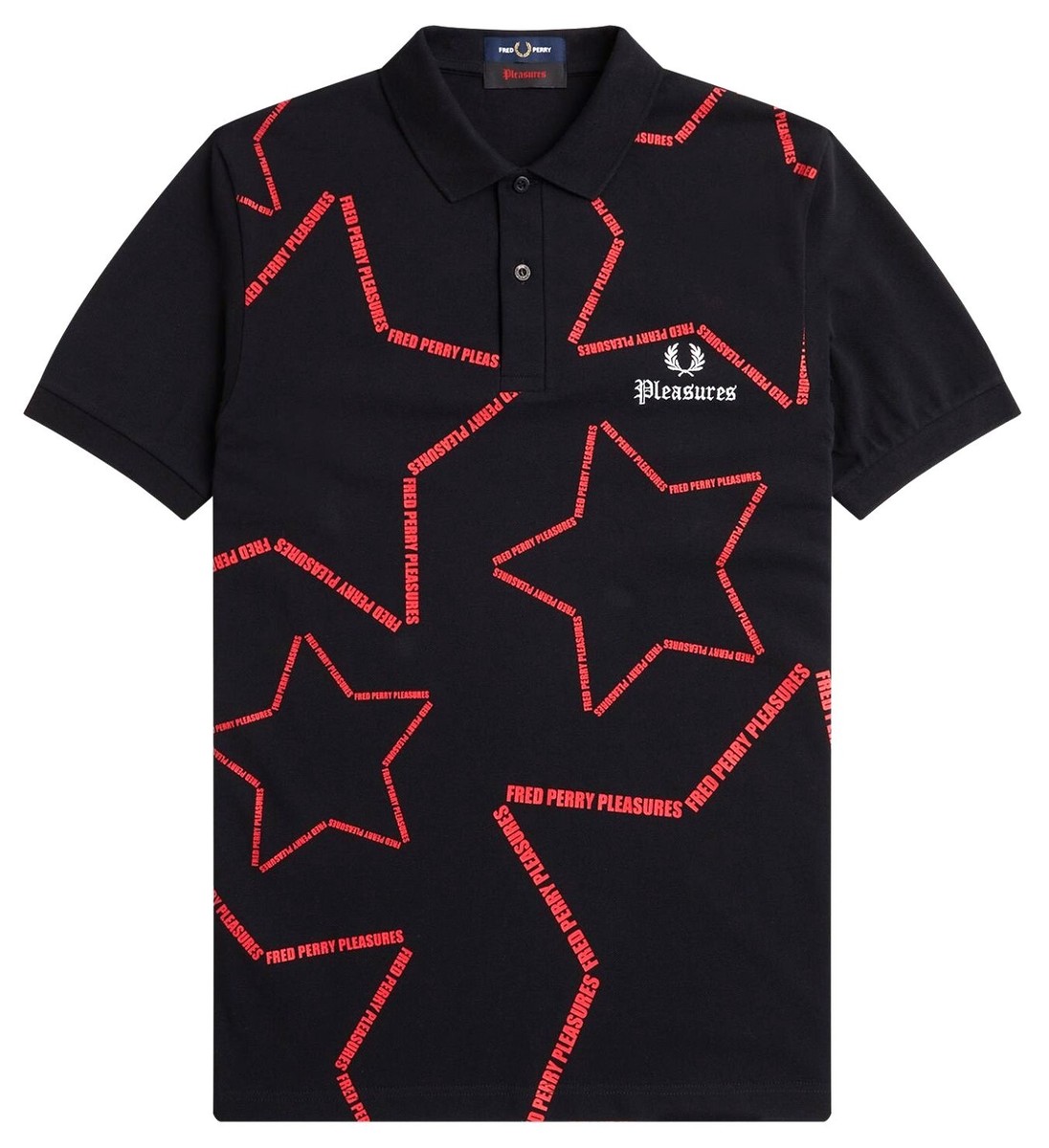 FRED PERRY x Pleasures 'Star Text Logo' Piqué M3600 Fit Polo Shirt