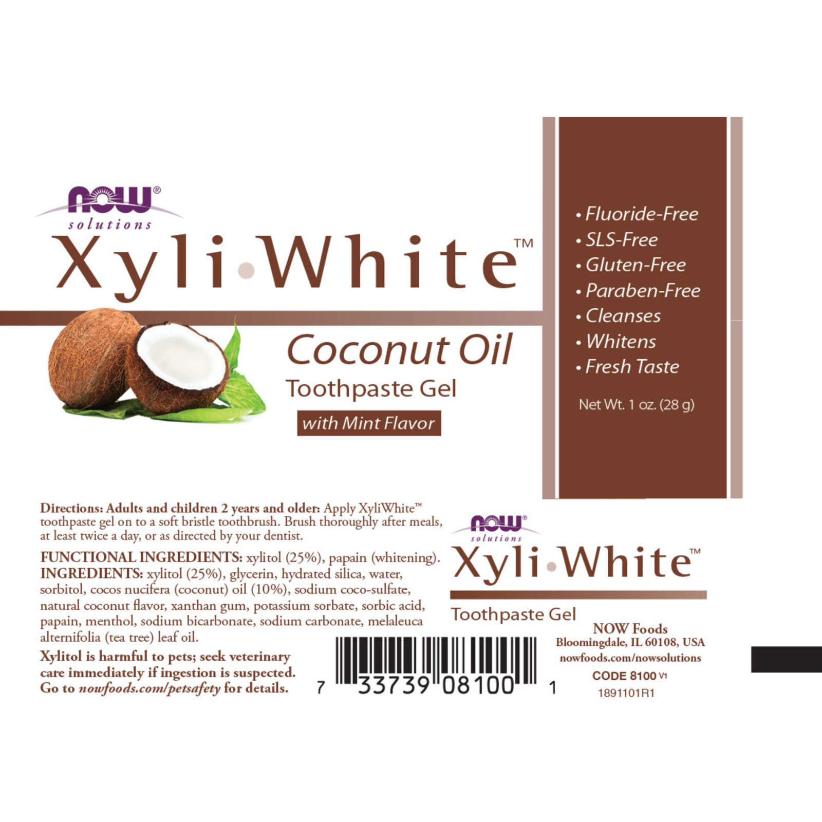 NOW FOODS XyliWhite Coconut Oil Toothpaste Gel 1 oz. eBay