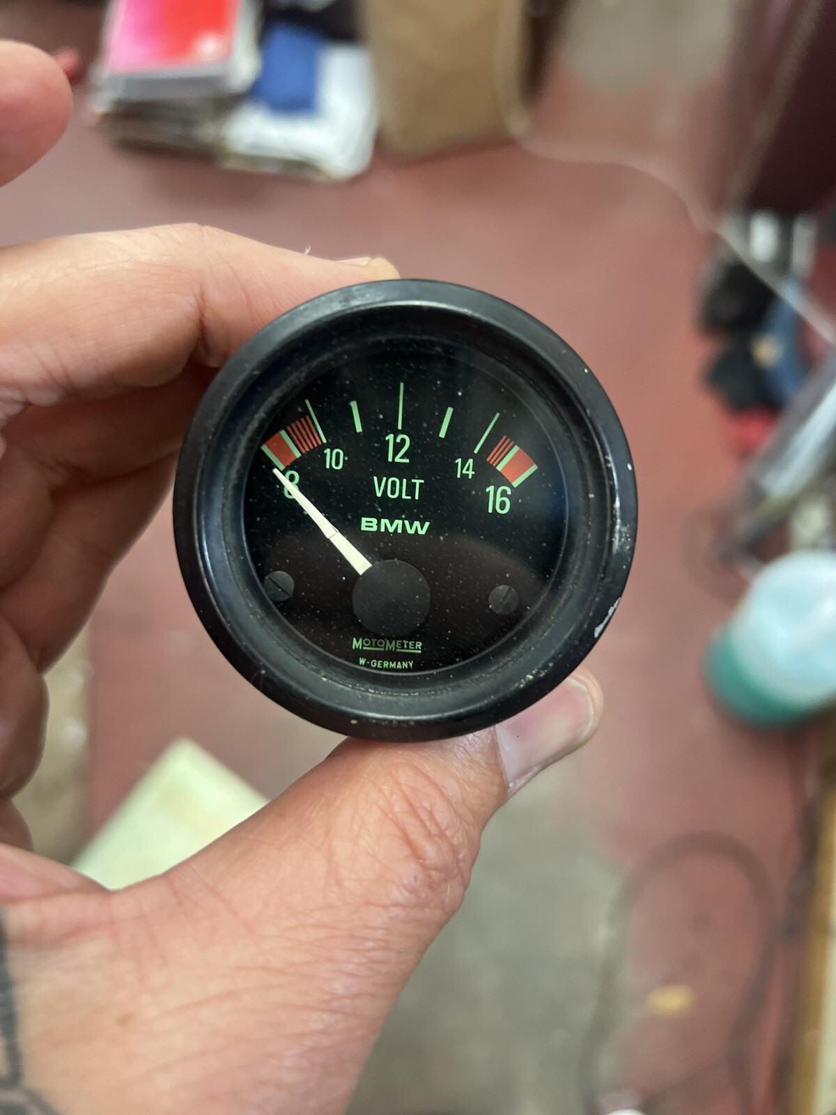 BMW WORKING Vintage Motometer Voltmeter Gauge R100S RS R90S Greenface Tested /6