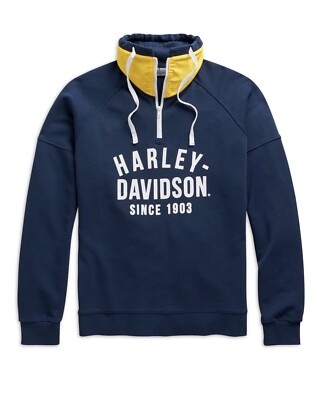 Pull Homme Harley-Davidson Since 1903 1/4 Zip - Taille 3XL, Bleu Marine, Neuf Avec étiquette