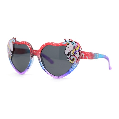 Girls Kids Unicorn Badge Tie Dye Glitter Plastic Hippie Sunglasses - Picture 10 of 17