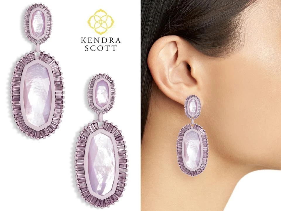 Kendra Scott Kaki Matte Statement Earrings In Lilac mother of pearl light purple