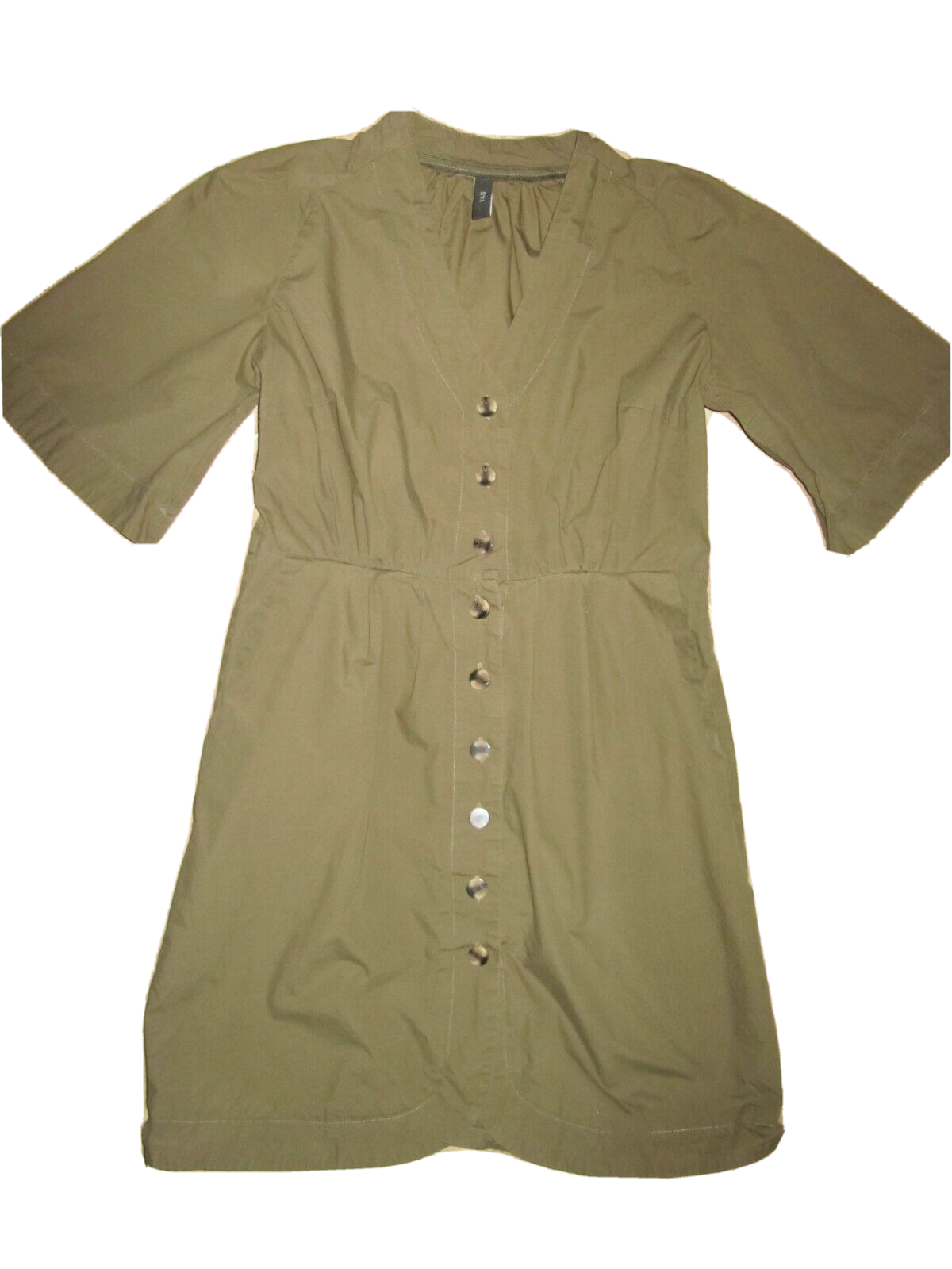 Womens YAS Button Up Shirt Dress Size Large Brown Color Short Sleeves Y