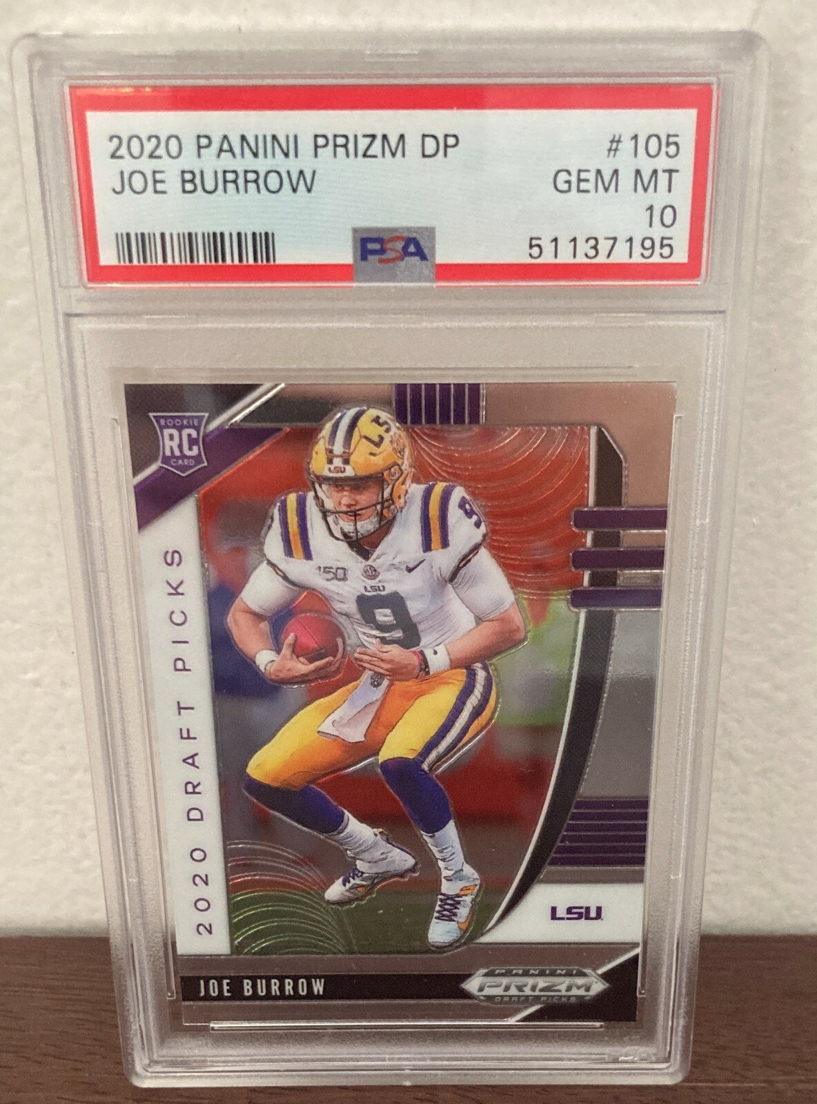 Joe Burrow 2020 Panini Draft Picks Prizm #105 LSU Tigers RC PSA 10 Bengals