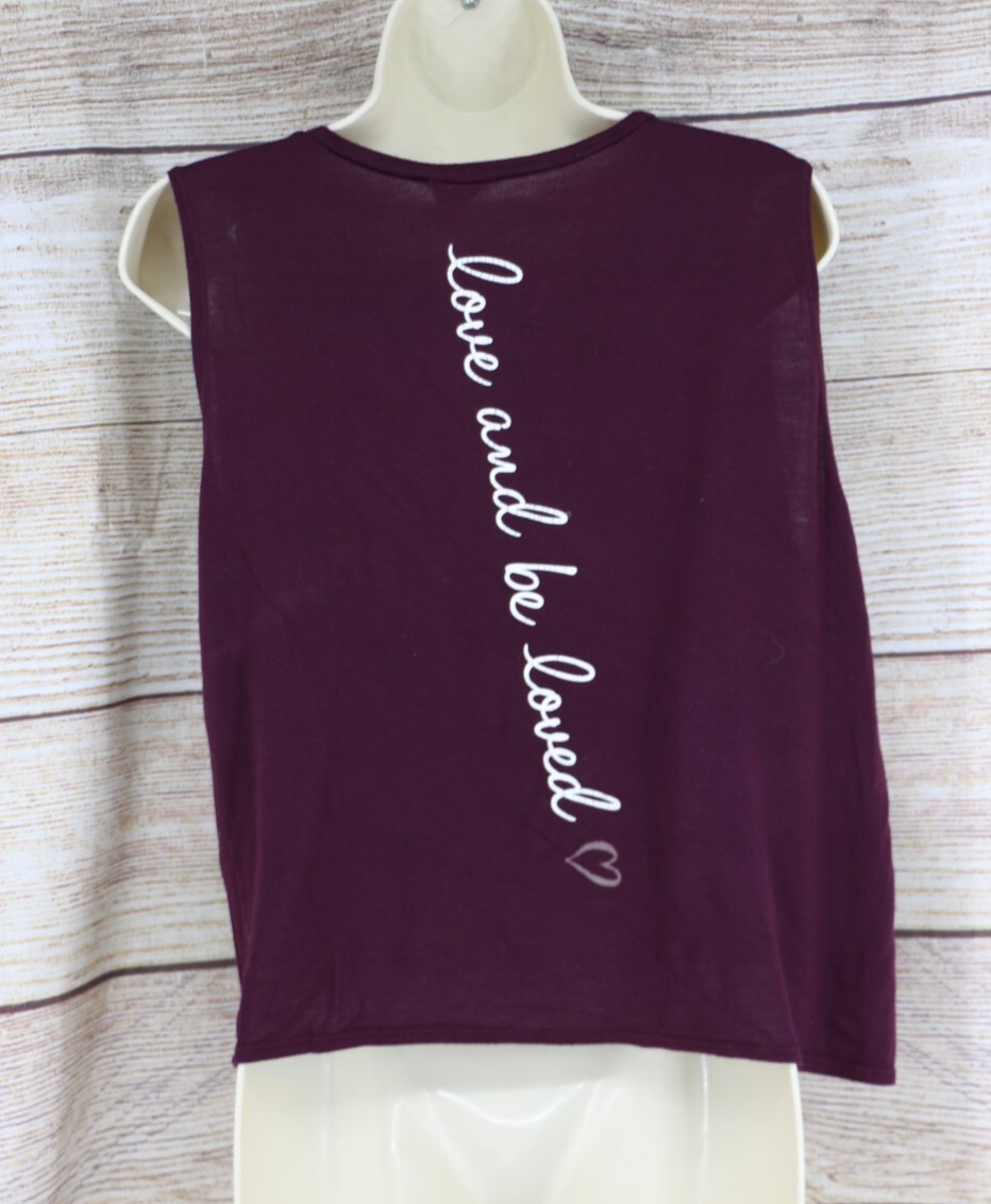 Dirtee Laundry Womens Size XL Sleeveless Tank Top Shirt Maroon Graphic Loved