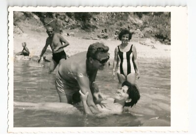 Vintage Photo Men Attractive Bikini Women  People Sea Beach Seaside Man Woman