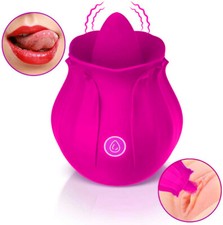 Rose Sex Toy with Tongue Licking Vibrator for Women G spot Clitoral Sucker US