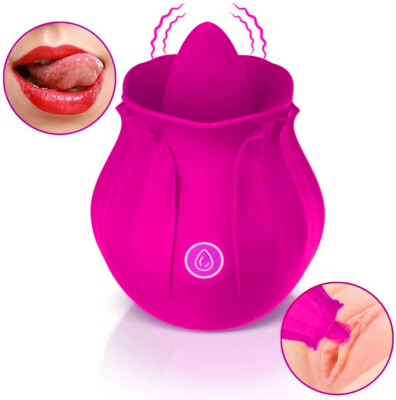 vibrating rose tongue Double Tongue Clit Licking Sucking Rose Flower Shape Toy Vibrator with main image 0