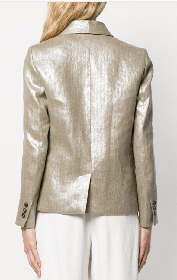 NEW Brunello Cucinelli Metallic-Linen One-Button Blazer