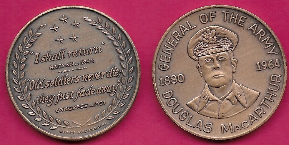 マッカーサーメダル USA MEDAL GENERAL DOUGLAS MacARTHUR COMMEMORATIVE MEDAL 1880-1964