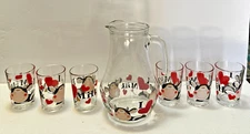 Pitcher and  6 glasses set, dairy theme, I Love Milk