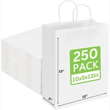 White Kraft Shopping Bag 10x5x13H - Twisted Handles - Eco-Friendly - FINA