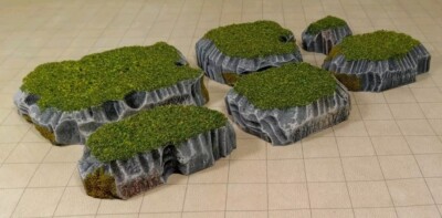 Miniature Terrain GRASS COVERED HILLS set for Wargaming WITH 2 Day Shipping