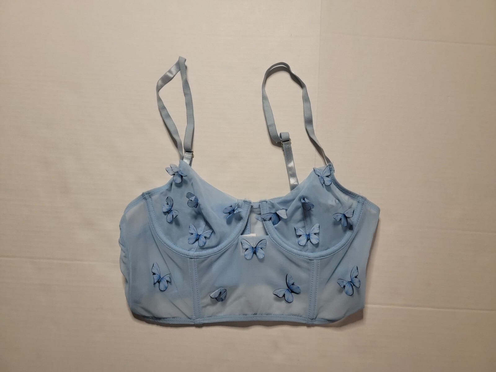 Tic Toc Powder Blue Butterfly Strap Bralette  Size M NWOT