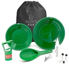 Gold rush panning kit with carry bag; 10-piece prospecting tools for adults and