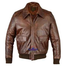 Type A-2 Classic Aviator Jacket Real Leather Brown Pilot Flying Jacket Five Star