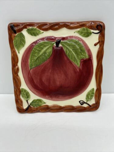 FRANCISCAN 3D Apple Tile Trivet Hand Painted Hot Plate 6.75” Portugal - Picture 1 of 11
