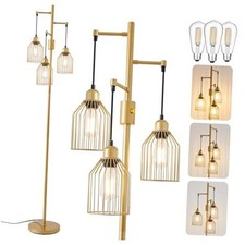 Dimmable Floor Lamp for Living Room, Farmhouse Floor Lamps with Elegant Gold