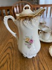 ANTIQUE HAND PAINTED PORCELAIN Chocolate Pot Set — photo 3