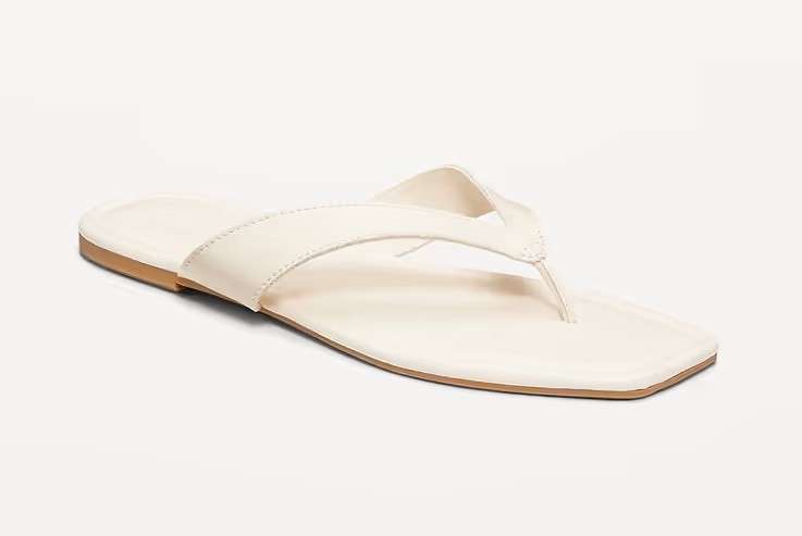 OLD NAVY Faux-Leather Flip Flop for Women SZ:8 Bone (ORG:$16.99) - NEW