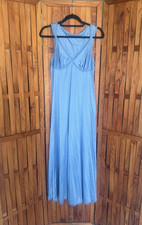 Vtg Vanity Fair Nylon Blue FullLength Nightgown Lace Sz 34 see measurements 334
