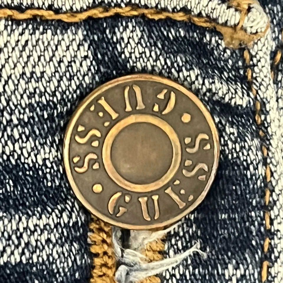 Jean Capris Guess Y2K años 90 de colección para mujer talla 26 tiro bajo lavado medio usado en excelente estado Foto 4 de 4