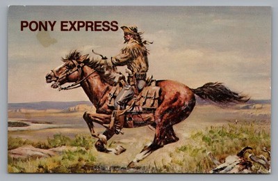 Vintage American West Postcard Iconic Pony Express Rider Artist Charles Sultan