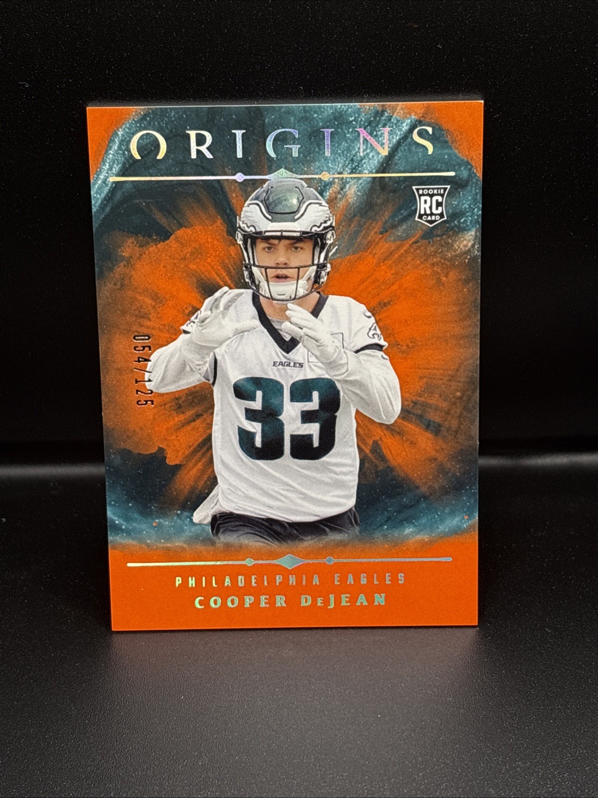 Cooper DeJean 2024 Origins #127 Orange Foil /125 Rookie RC Eagles