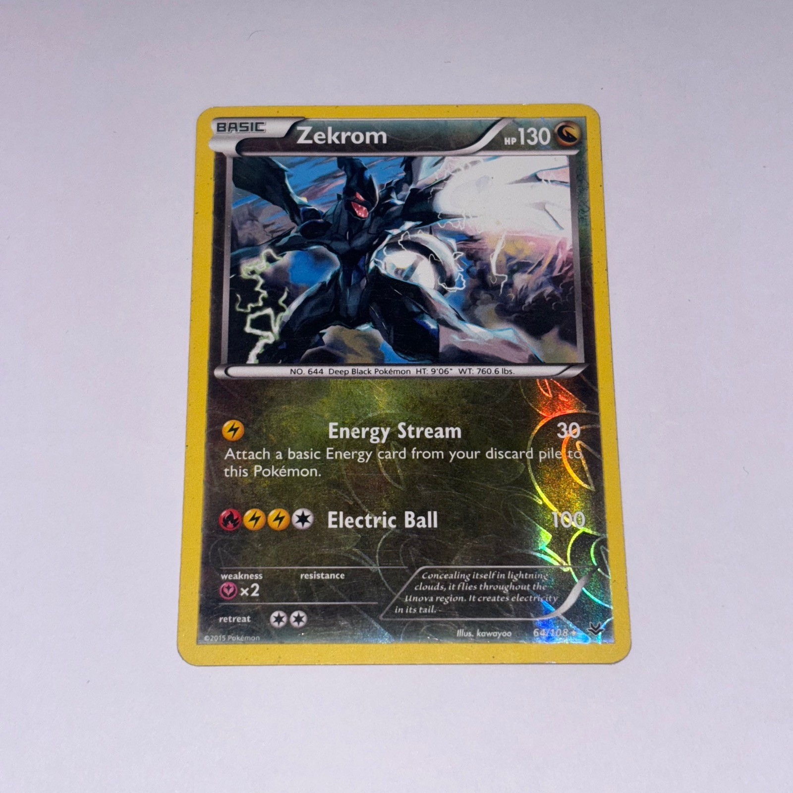 ZEKROM - 64 - 108 HOLO - R - ROARING SKIES - POKEMON - - REVERSE HOLO - LP