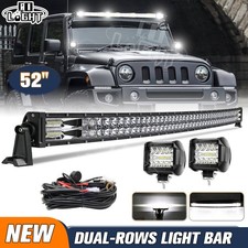 52inch 3080w Led Light Bar Combo 2x 4 Pods For 07-18 Jeep Wrangler Jk Driving 52inch 3080w Led Light Bar Combo 2x 4 Pods For 07-18 Jeep Wrangler Jk Driving