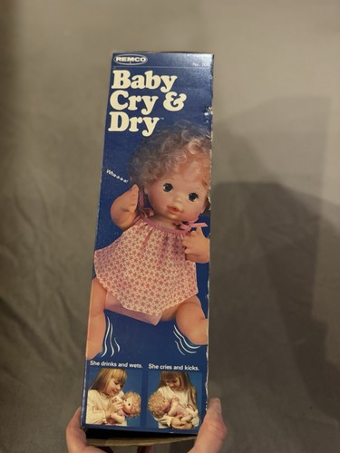 Baby Cry & and Dry Doll Remco Vintage 1979 with Box Toy 14" Blonde Hard Plastic