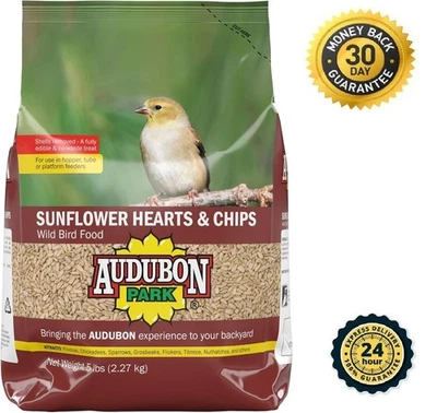 Sunflower Hearts & Chips Wild Bird Food, No Mess Sunflower Seeds for birds 5 lbs