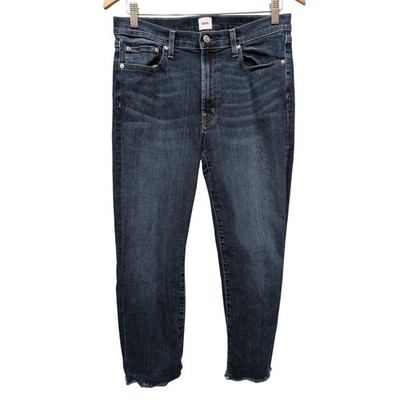 Anthropologie Edwin Bree Jeans Women Size 30 Straight Leg Deja Blue Crop Raw Hem