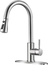 Brushed Nickel Kitchen Faucet Pull Down Sprayer Single Handle High Arc 18in Hose