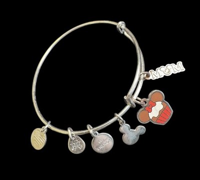 Alex and Ani Disney Parks Mom Minnie Cupcake Bangle Bracelet Silver Crystal