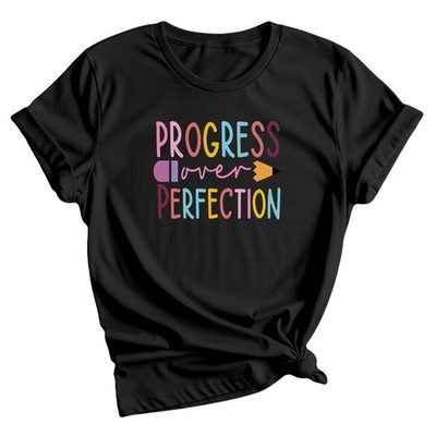 Progress Over Perfection T-Shirt Lehrer Wertschätzung Inspirierend Damen Tee