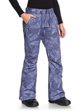 Roxy Nadia Crown Blue Washed Floral Women's Snow Pants NEW Tailored Fit SMALL
