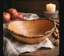 Persimmon Wood Live Edge Bowl Hand Turned Rustic Edge Signed Steve Noggle