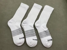3 pairs Bombas Women Honeycomb Midweight Calf Sock Size M White