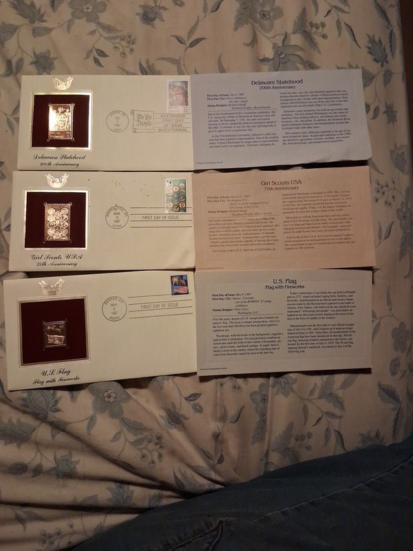 Lot Of (3) 22k Gold First Day Of Issue Stamps