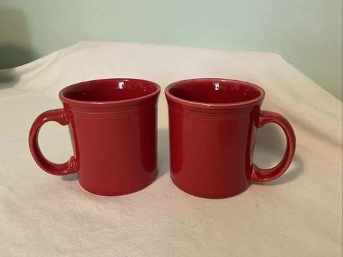 Fiesta Fiestaware x2 Coffee Mug Cup Red HLC  USA  D Handle