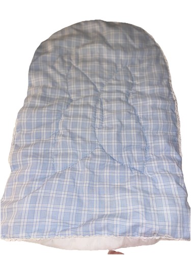 Vintage Melanie Baby Changing Pad Cover & Terry Cloth Blue, Checkered, Lace Set