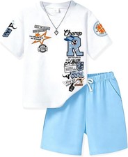 Boys Summer Clothes Short Sleeve Top and Shorts 2-Piece Kids Outfits Boys Sets S