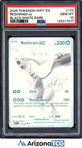 Pokemon 2025 Reshiram ex 173/086 Black White Rare White Flare GEM MINT PSA 10
