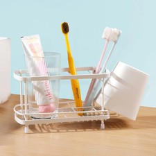 Bathroom toothbrush holder metal countertop with toothpaste holder cup holder