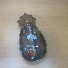 Mid Century Monkey Pod Bowls Alli Honolulu Hawaii Wood Carved Pineapple Set New